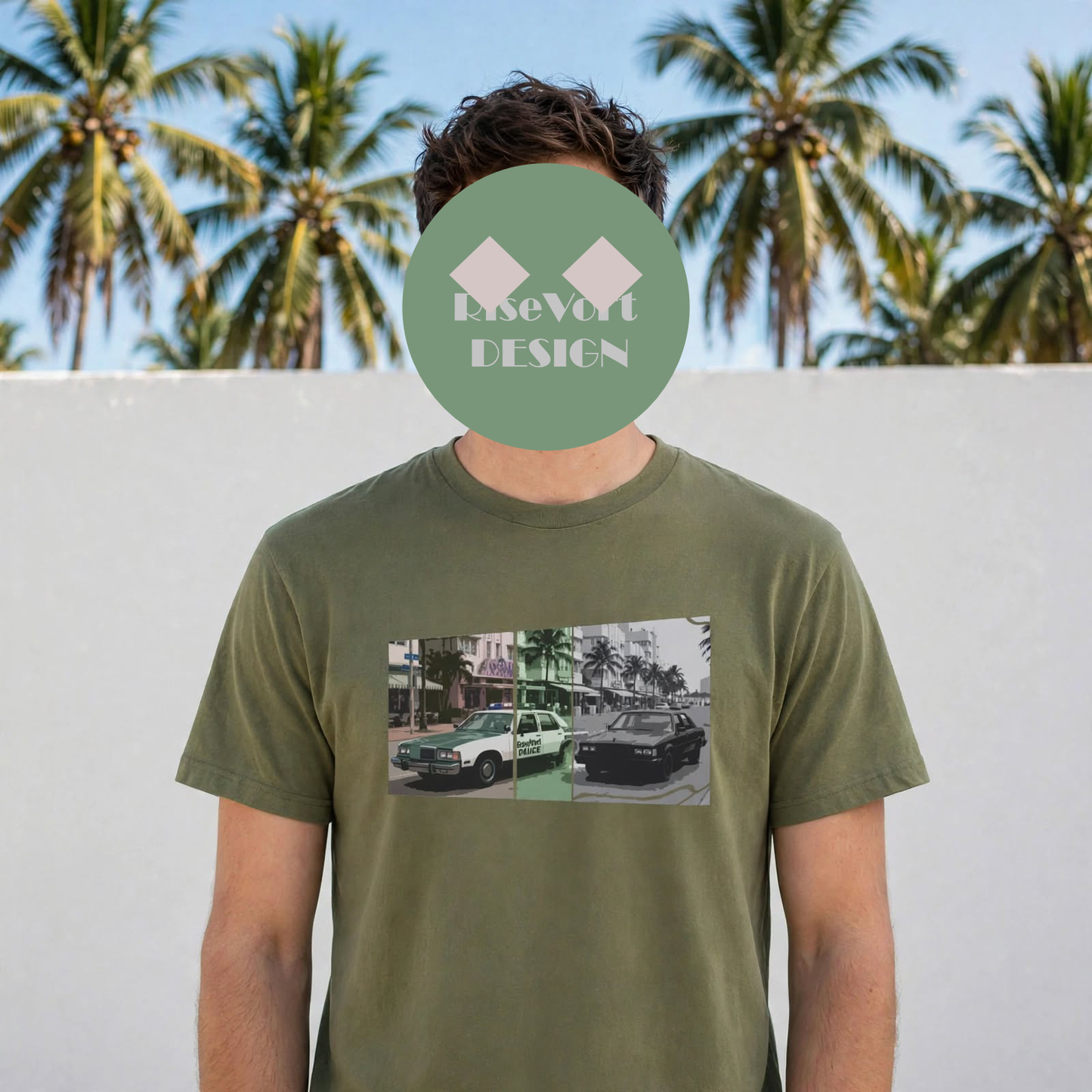 Retro Grid "Miami Police" 100% Cotton Tee | Vice Time Collection