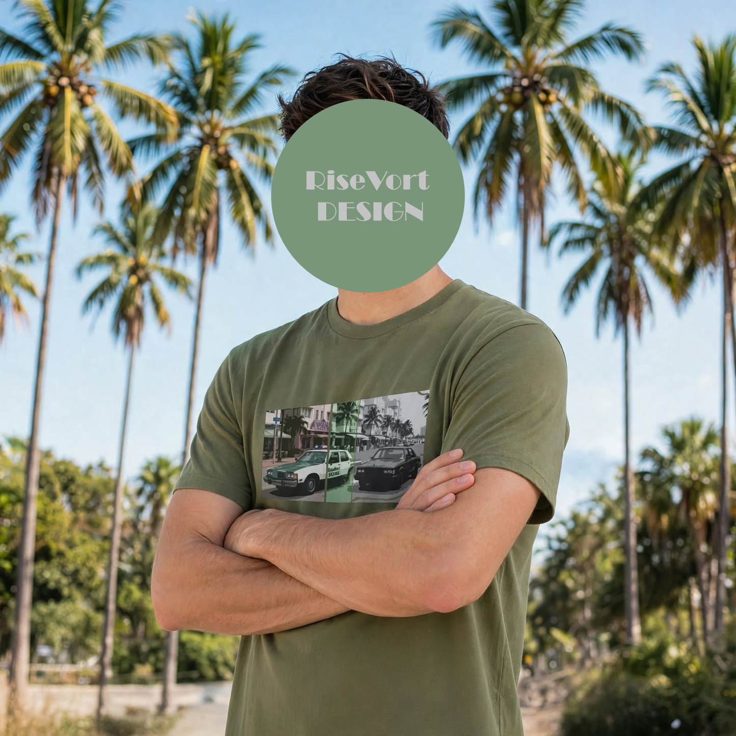 Retro Grid "Miami Police" 100% Cotton Tee | Vice Time Collection