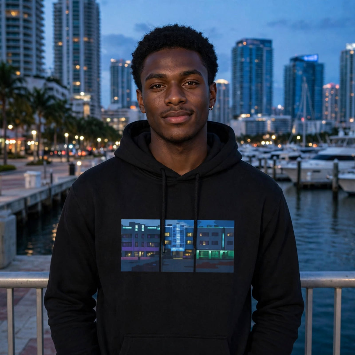 Miami Neon Nights Graphic Heavyweight Hoodie