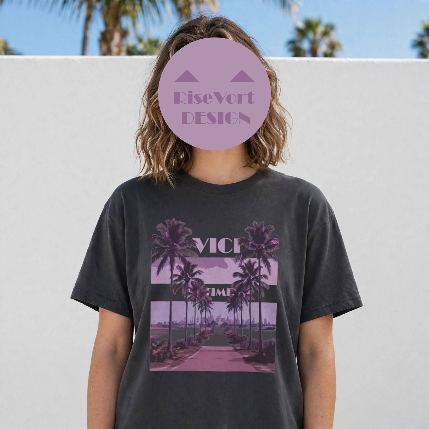 Vintage-Faded "Palm Leaves" 100% Cotton Tee | Vice Time Collection