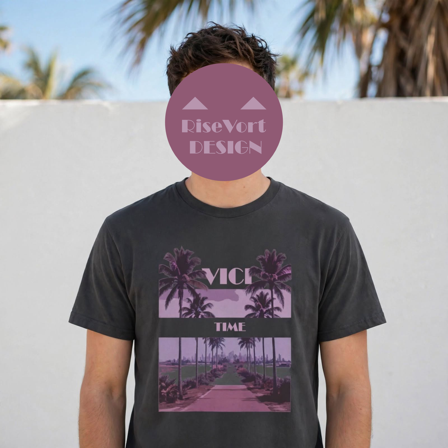 Vintage-Faded "Palm Leaves" 100% Cotton Tee | Vice Time Collection