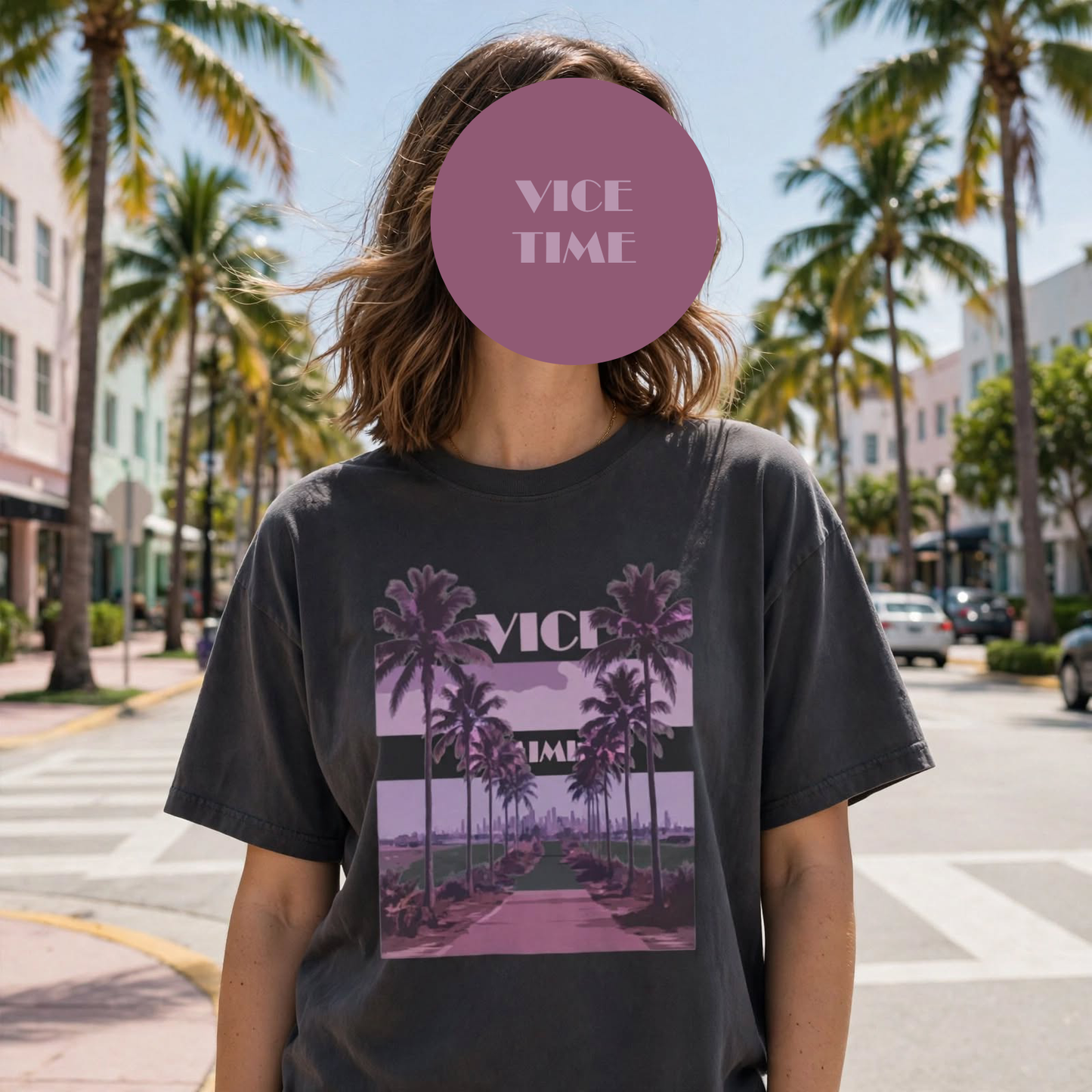 Vintage-Faded "Palm Leaves" 100% Cotton Tee | Vice Time Collection